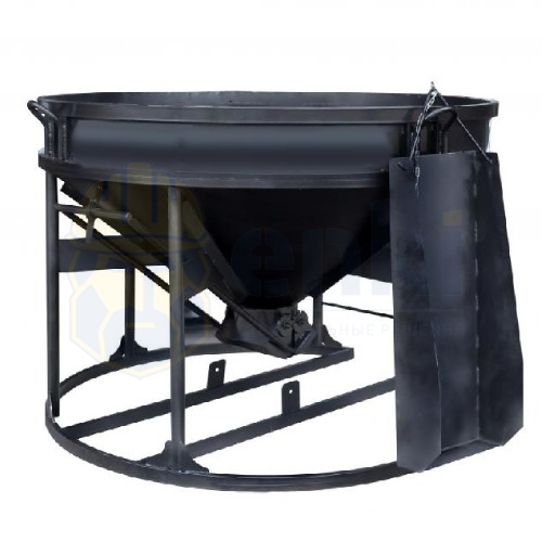 Бадья для бетона БН-1,0 низкая лоток 1750x1750x1250 Бадья для бетона БН-1,0 низкая лоток 1750x1750x1250