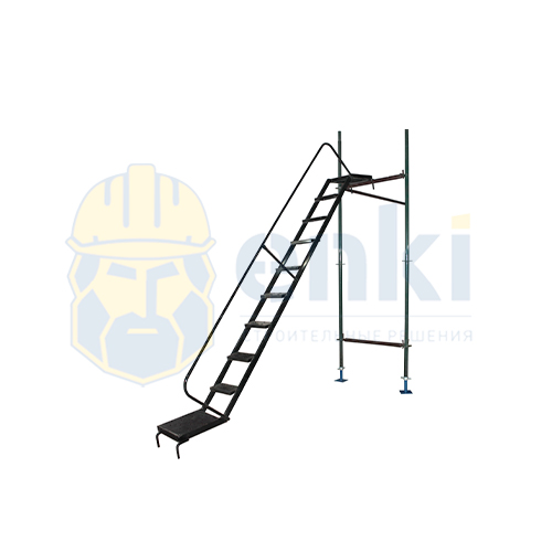 Лестница трап с поручнем 3,0х2,0 м для хомутовых лесов Фото товара лестница трап с поручнем 3,0х2,0 м для хомутовых лесов