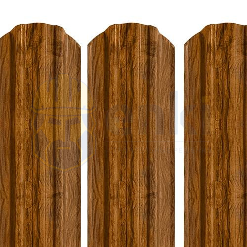 Штакетник металлический Трапеция-усиленный 118 мм «Под дерево» Золотой Дуб мультиглосс Штакетник металлический Трапеция-усиленный 118 мм «Под дерево» Золотой Дуб мультиглосс