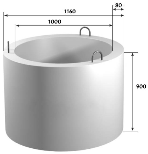 Размеры кольца колодцев КС 10-9 Размеры стенового кольца колодцев КС 10-9